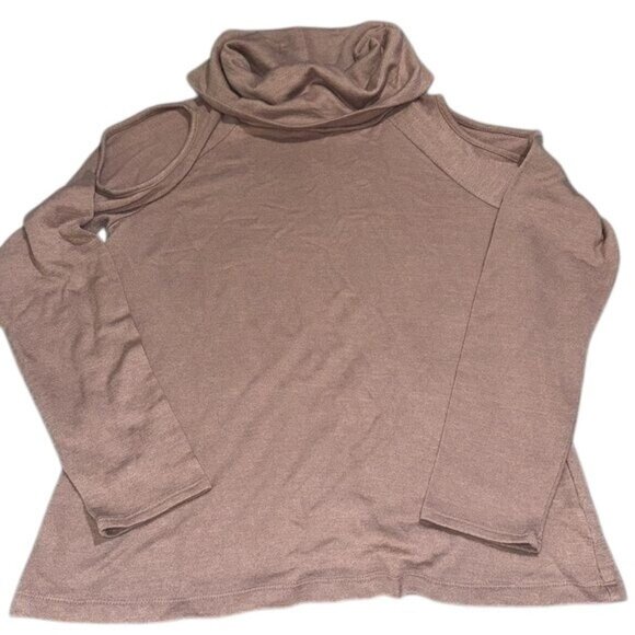 Apt. 9 Womens Medium Cold Shoulder Turtleneck Sweater Top Beige - Picture 1 of 9